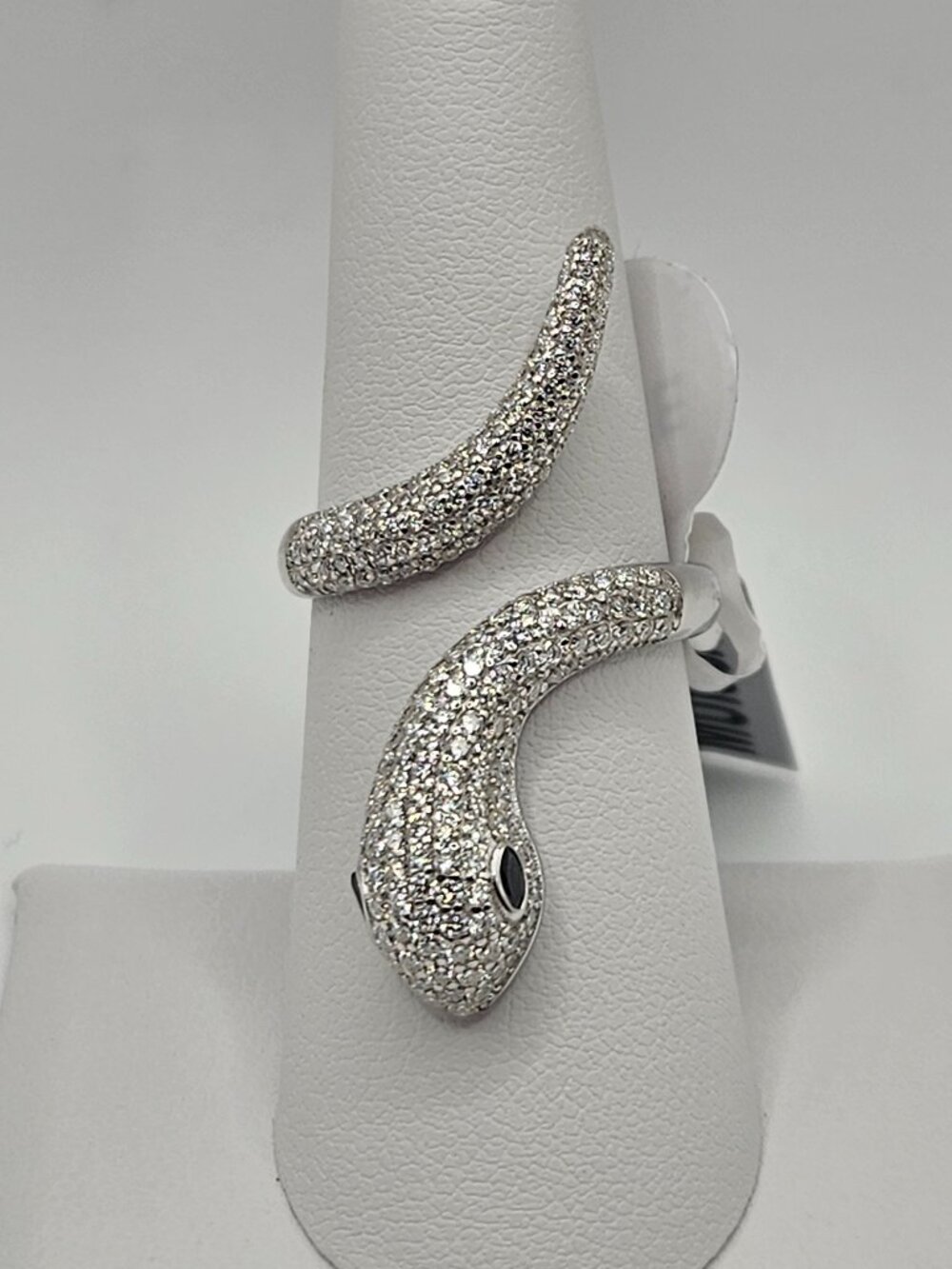 925 Sterling Silver Moissanite Snake Ring Size 8